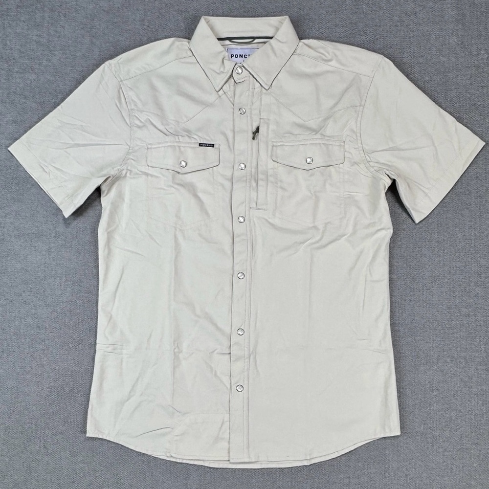 Poncho Pearl Snap Shirt Mens Small Slim Fit Performance Caped